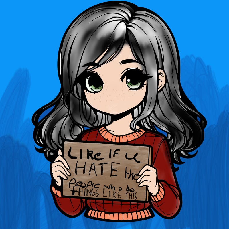 realistic girl holding a sign