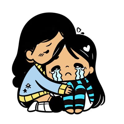 girl crying when another girl hugging her