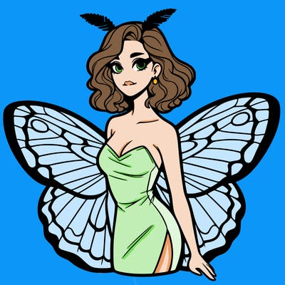 woman with moth wings