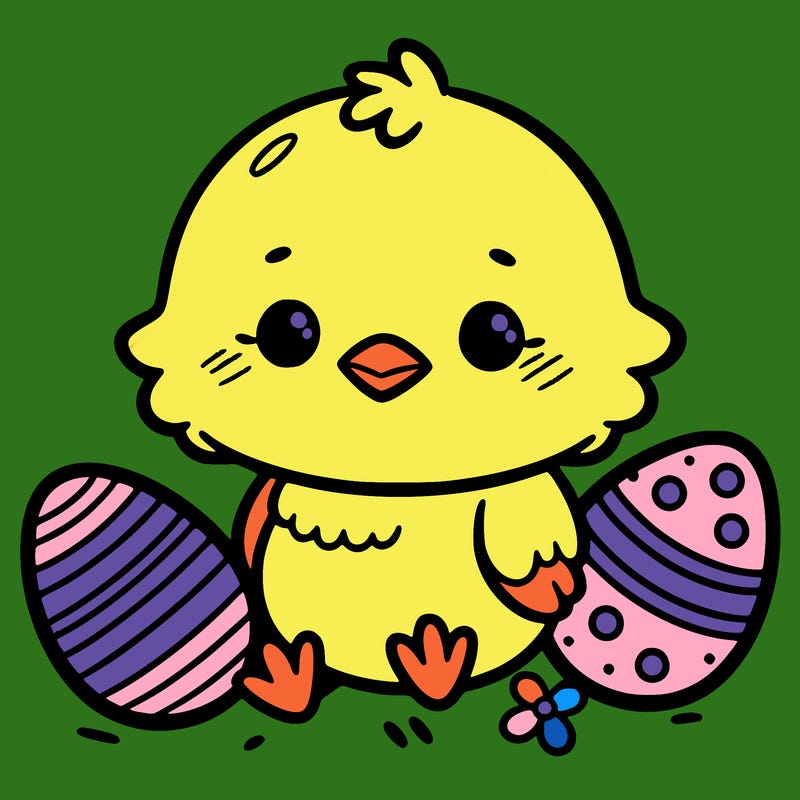 cute easter chick with eggs