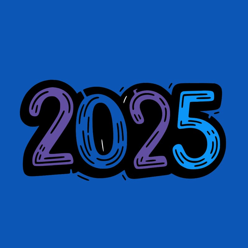 one line scrawled numbers sketch design “2025”