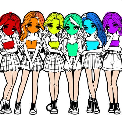 a group of girls realistic