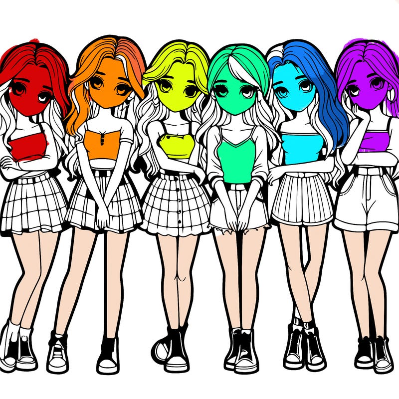 a group of girls realistic