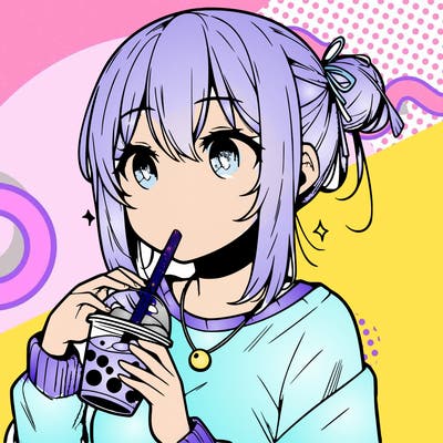 manga character drinking boba
