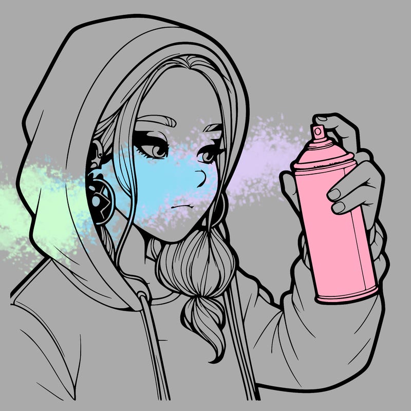 a realistic girl, spray painting