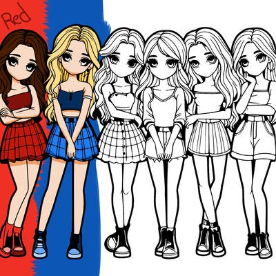 a group of girls realistic