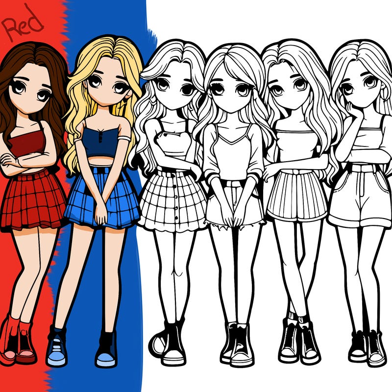 a group of girls realistic