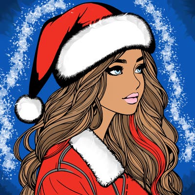 realistic girl in santa hat