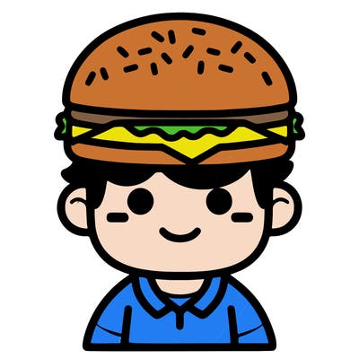 someone with burger hat