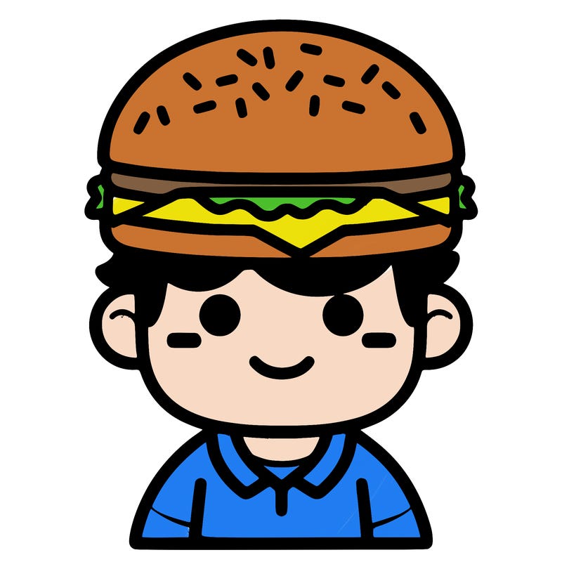 someone with burger hat