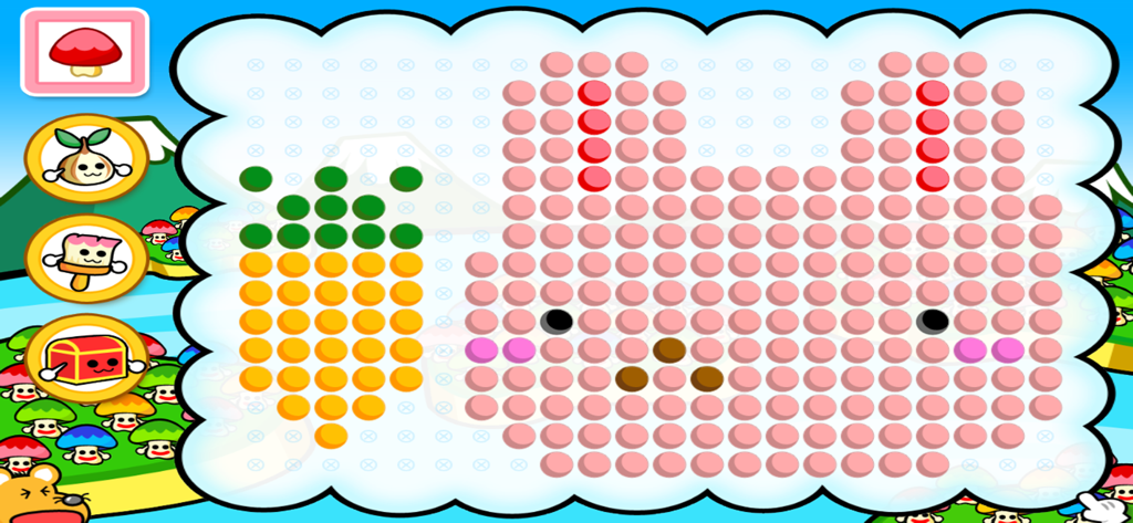 Thumbtack Painter Plus - Pintura digital de clavijas de hongos de un conejo y una zanahoria en Thumbtack Painter Plus