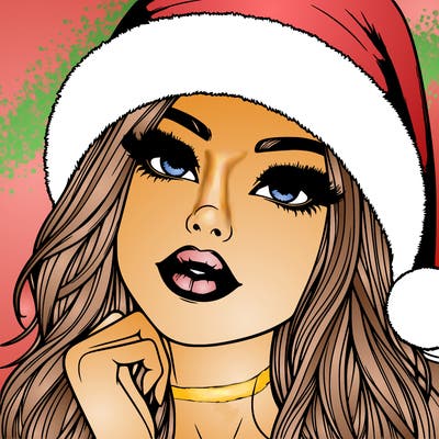 realistic christmas girl with lips