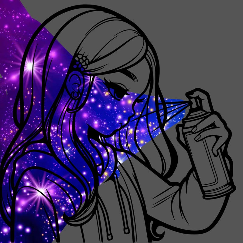 a realistic girl spray painting