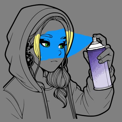 a realistic girl, spray painting