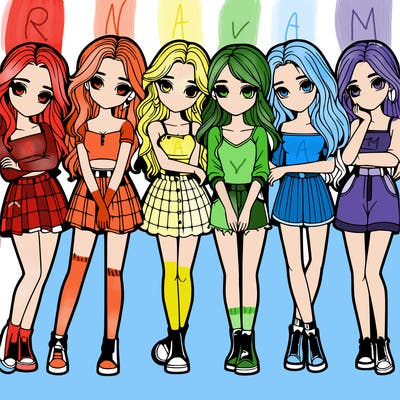 a group of girls realistic