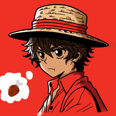 manga character with a straw hat