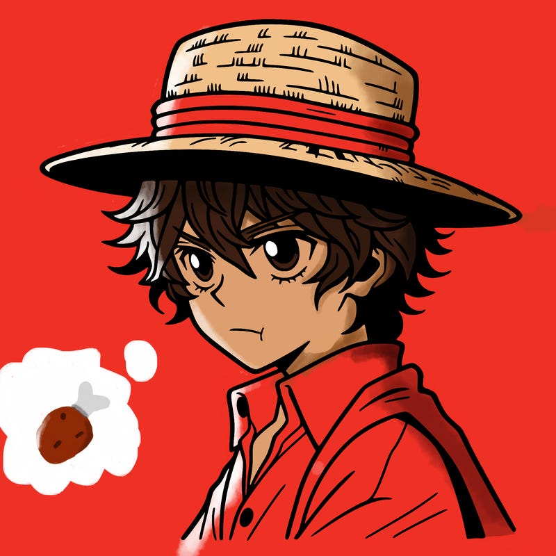 manga character with a straw hat