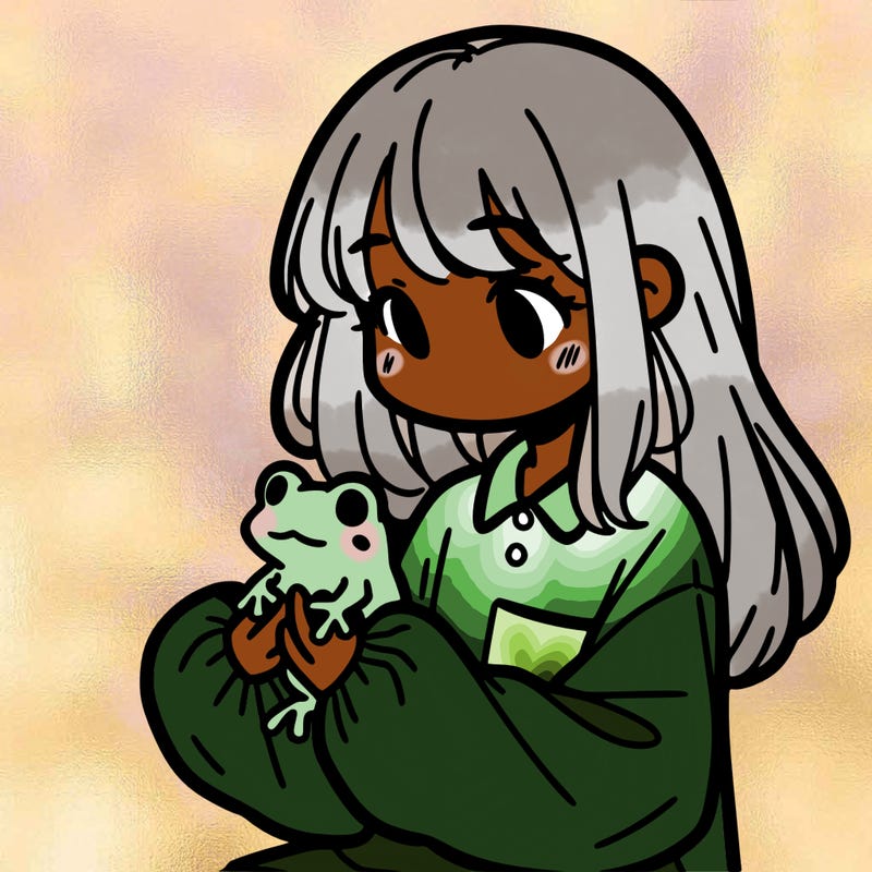 girl with long hair and a oversized shirt. and she is holding a frog