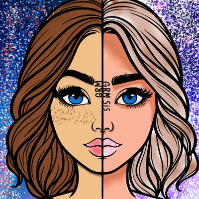 realistic girl split half