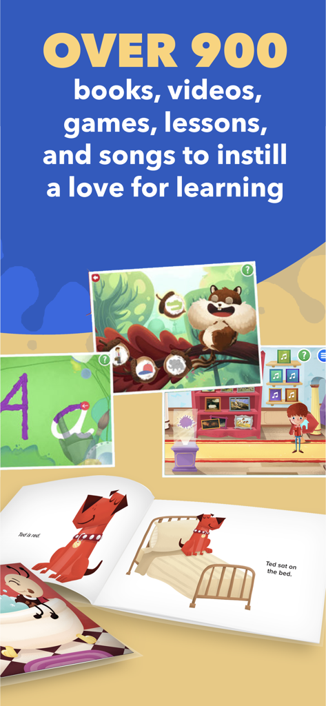 Phonics Museum - Learn to Read - Phonics Museum app interface showing educational games, letter tracing, and reading books for children.