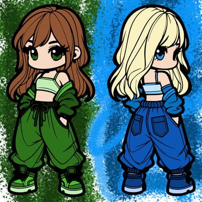 girl in crop top and baggy pants