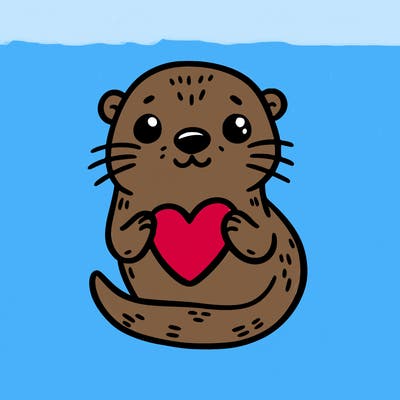 otter with a heart