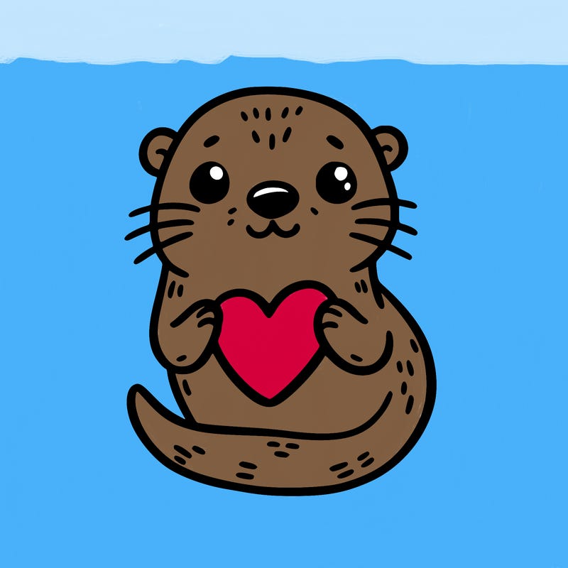 otter with a heart
