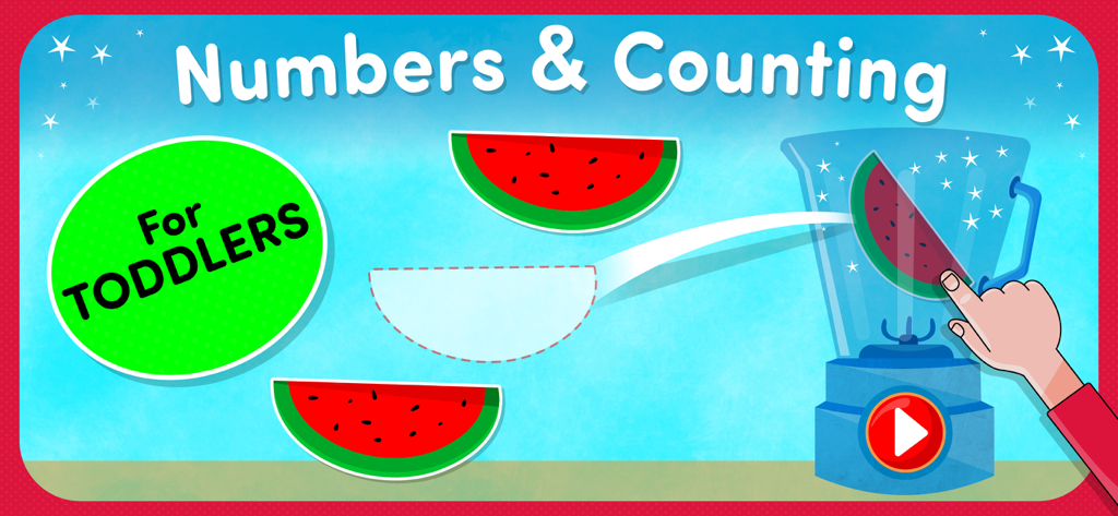 Interface de jeu de mathématiques éducatif pour tout-petits présentant une activité de comptage de pastèques