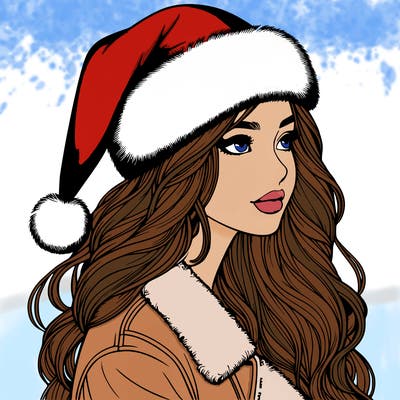 realistic girl in santa hat