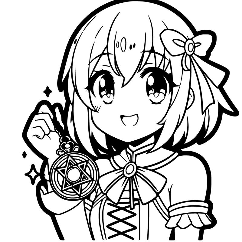 anime girl wearing magic amulet