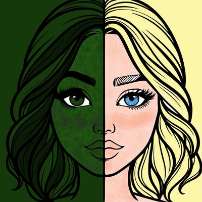 realistic girl split half