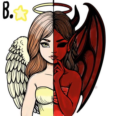 realistic angel half demon