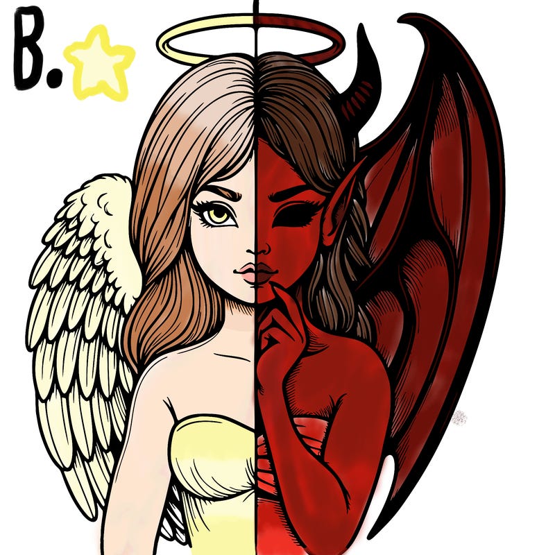 realistic angel half demon