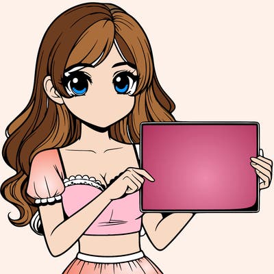 realistic pretty girl holding blank sign