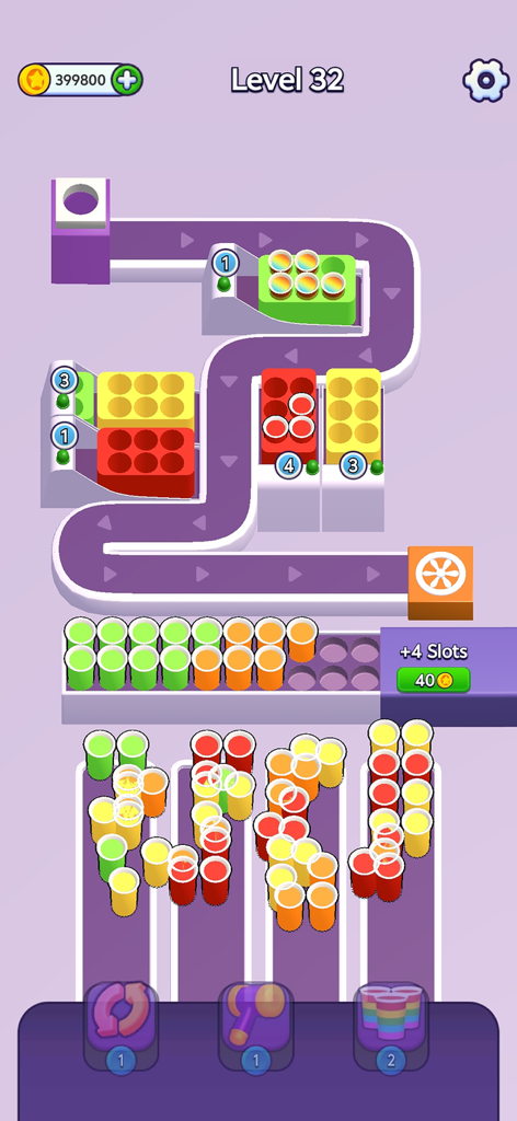 Coffee Factory - Sort Games - Gameplay of Coffee Factory showing colorful coffee cups being sorted into matching boxes on a conveyor belt