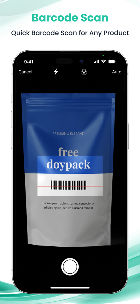 Interface of the OKEN app scanning a barcode on a product package