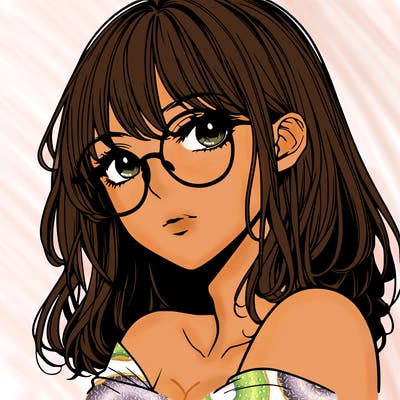 manga woman character with glasses and nice lips