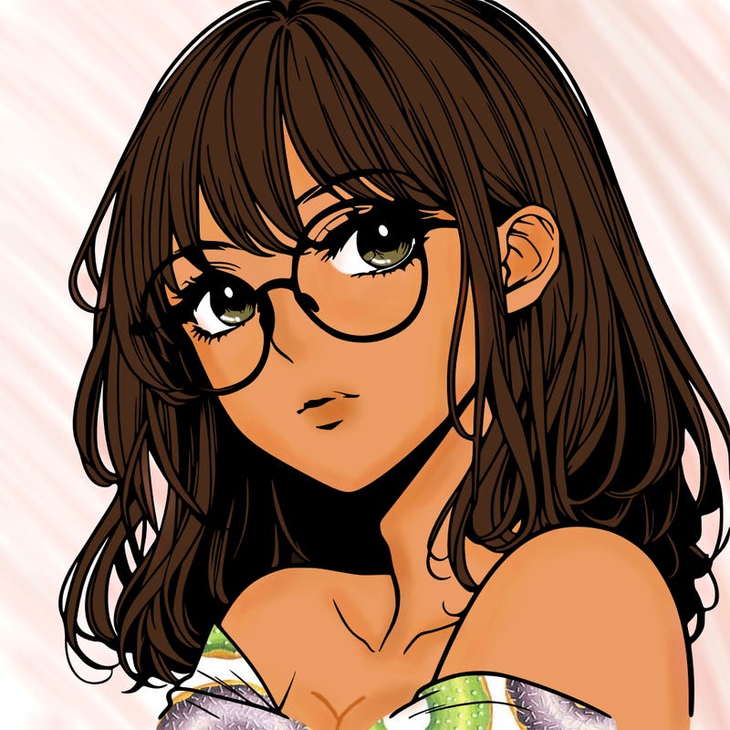 manga woman character with glasses and nice lips