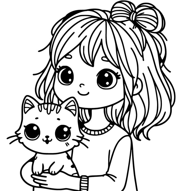 girl with a cat