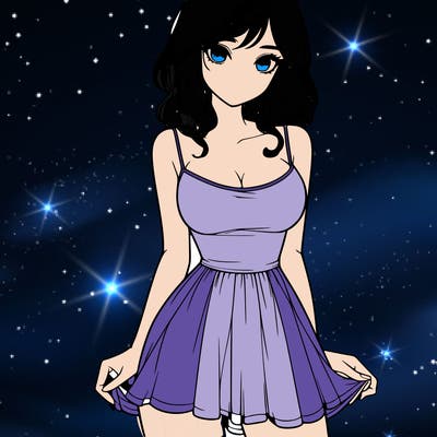 realistic girl in short dress