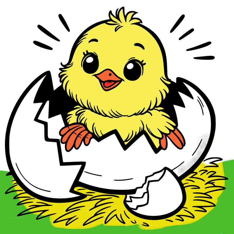 a chick hatching out of a egg
