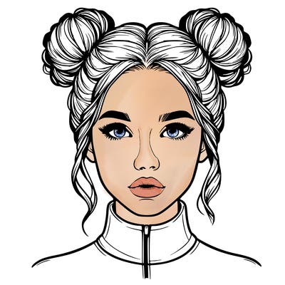 realistic woman that has space buns