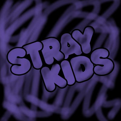 bubble letters saying stray kids