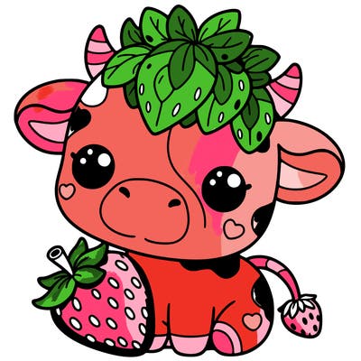 cute strawberry cow
