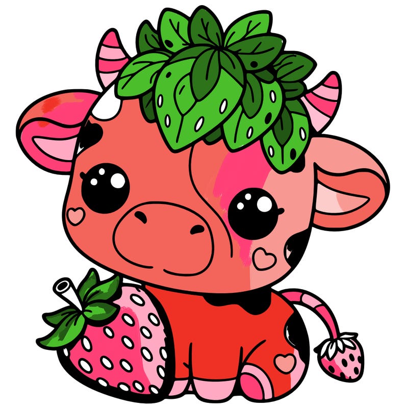 cute strawberry cow