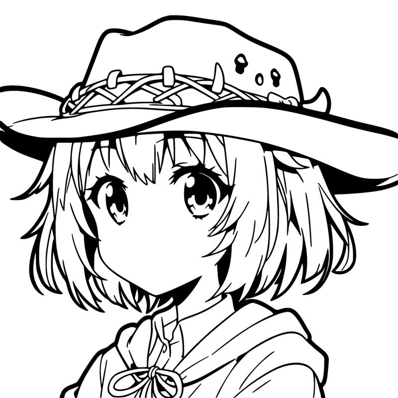 anime girl with cow hat