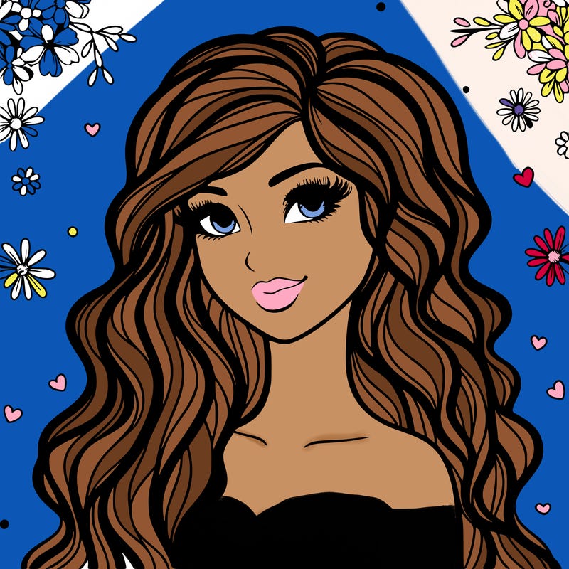 pretty woman with long wavy hair