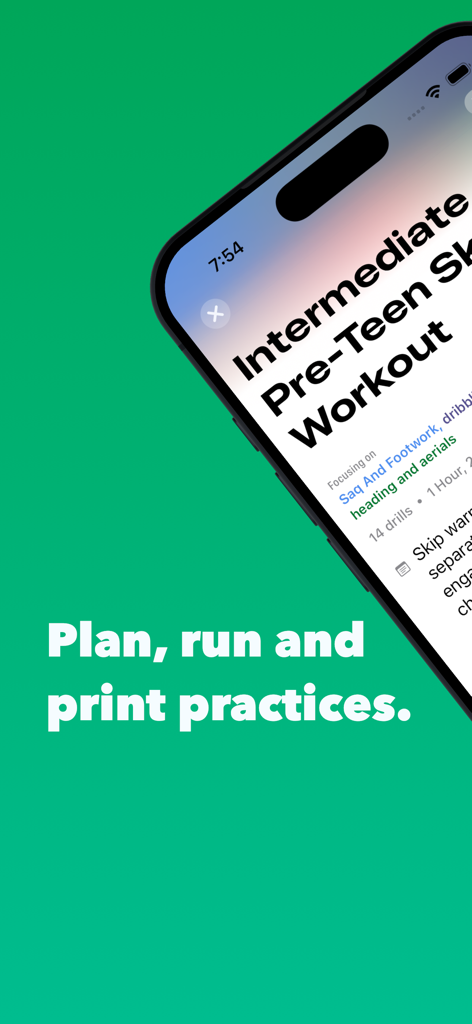 Soccer Lineup Builder Elite - Soccer Lineup Builder Elite app screen showing a detailed soccer training plan for youth players