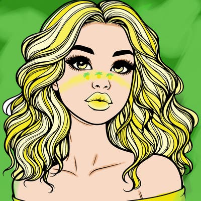 realistic girl with wavy hair and lips