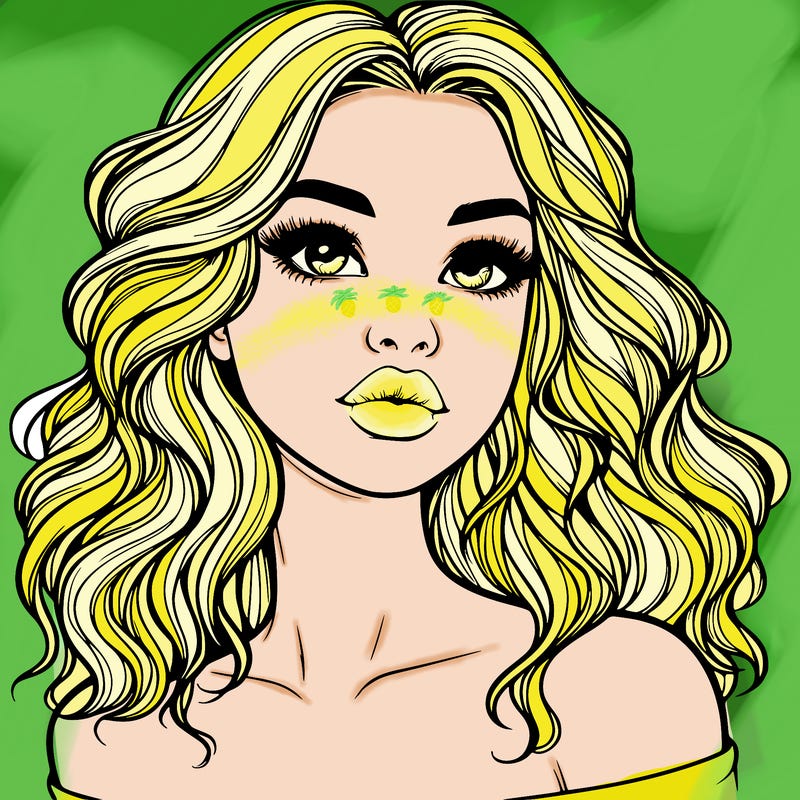 realistic girl with wavy hair and lips
